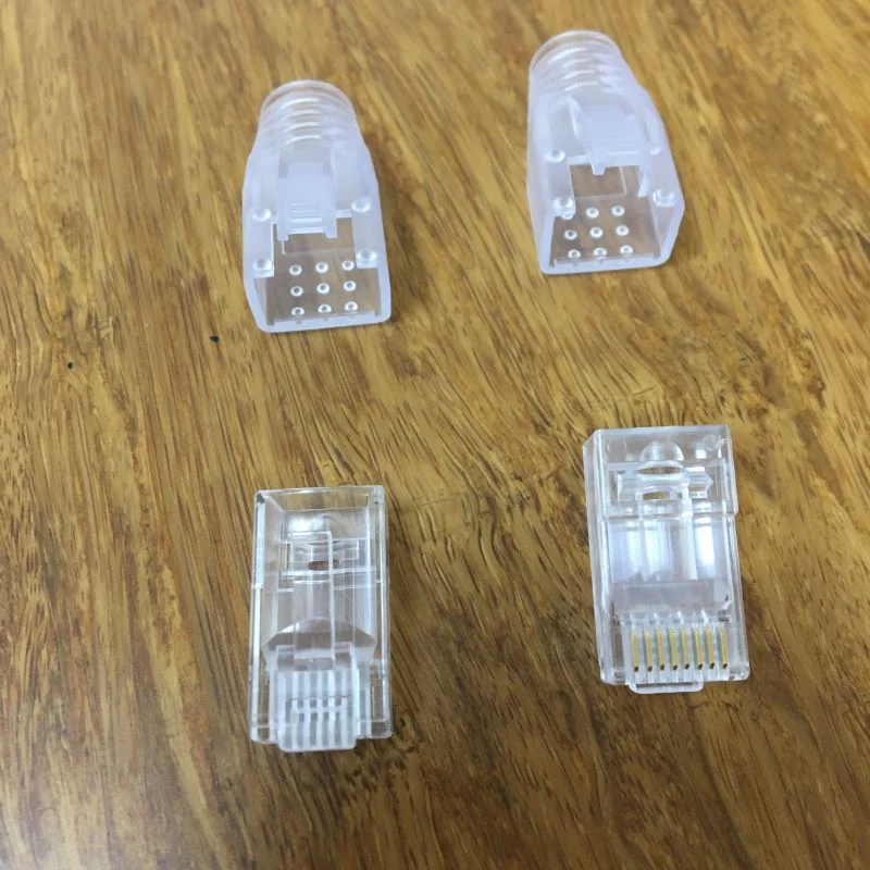 RJ45 Pass Through Modular Plug UTP Ethernet Cables Network Modular Plug Cat5e/CAT6/CAT6A RJ45 Crystal Heads 8p8c RJ45 Network Modular Plug with Boot