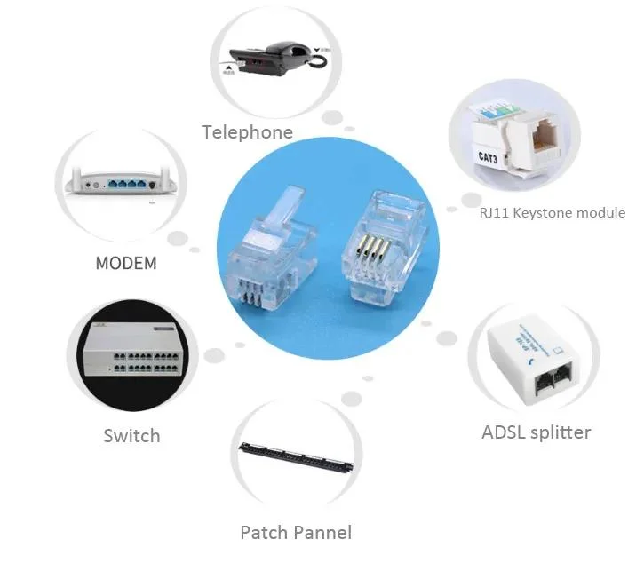 Rj11 Telephone Connector 6p4c 6p2c 4p4c 6p6c Cable Modular Plug