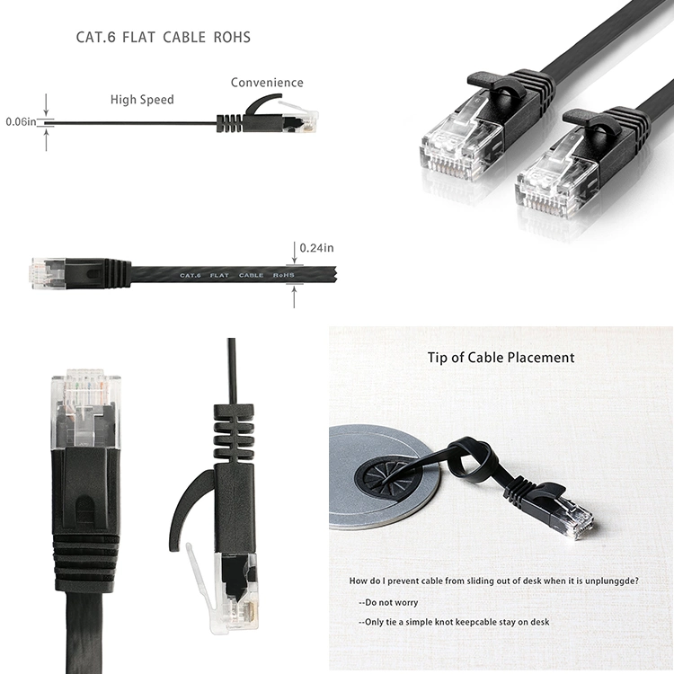 RJ45 Cat5e CAT6 8p8c Flat Ethernet 26AWG Patch Network LAN Cable