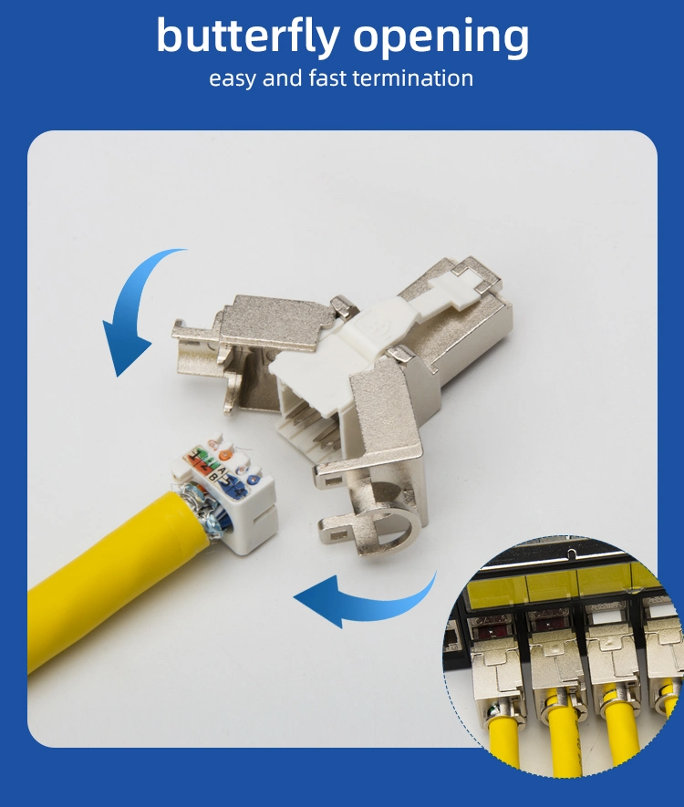 New Product RJ45 8p8c CAT6 FTP Toolless Connector Plug Shielded Zinc Alloy Modular Plug RJ45 Connector