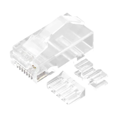 CAT.6A RJ45 8P8C 모듈식 플러그 비차폐(UTP) 네트워크 커넥터 24AWG 연선 단선 또는 연선 케이블용 투명 3피스 키트