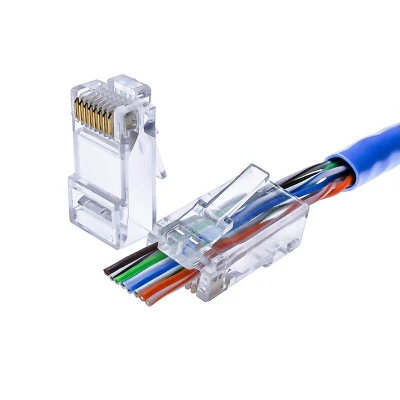 RJ45 8p8c CAT6 커넥터, 엔드 패스, 3핀 이더넷 모듈형 플러그